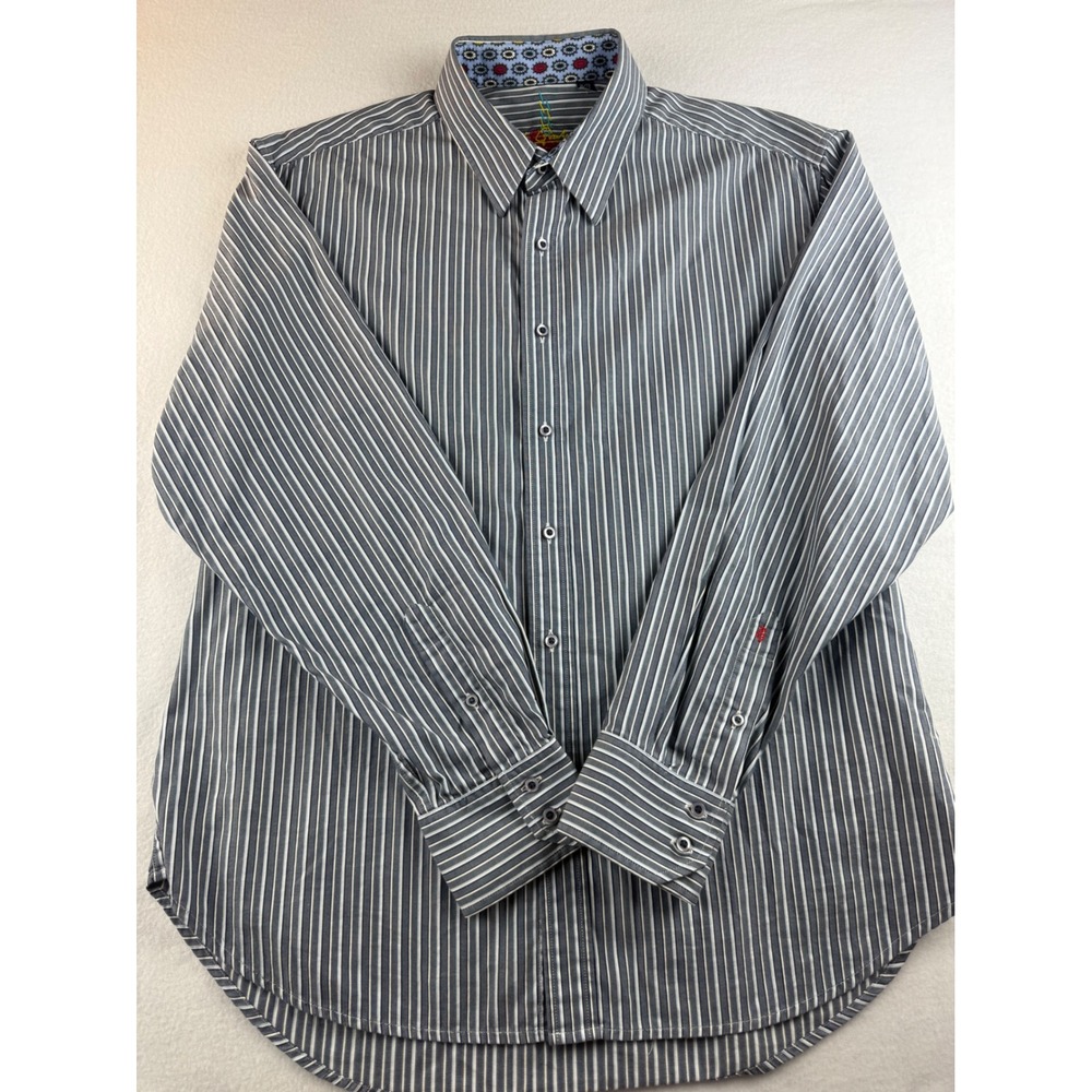 Robert‎ Graham XL Striped Long Sleeve Button Up Shirt Men's Designer